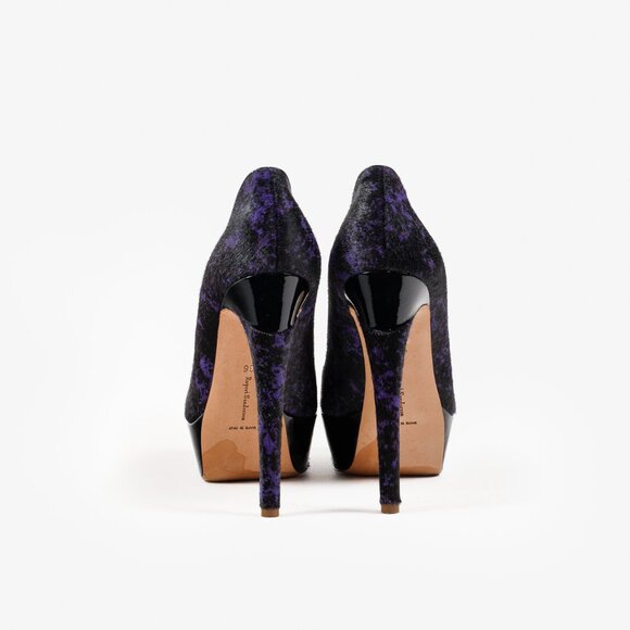 Rupert Sanderson Purple and Black Calf-Hair Platform Pumps - Picture 3 of 10